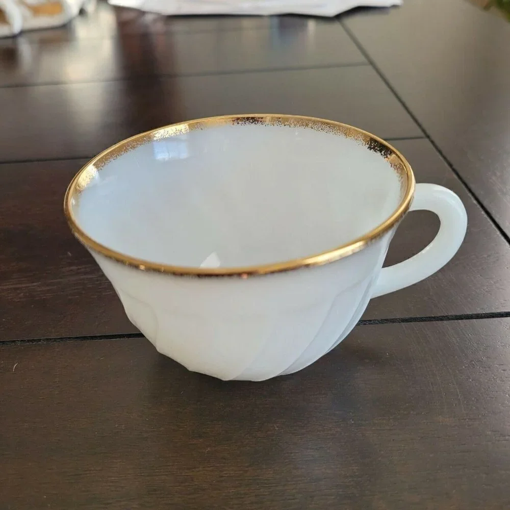 Vintage Anchor Hocking Fire King 4 Piece Dinner Set Plate Bowl Cup Saucer MCM